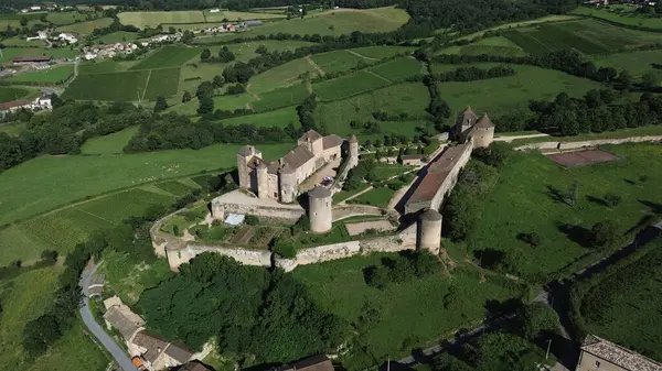 Drone foto berze-le-chatel kalesi Fransa Avrupa