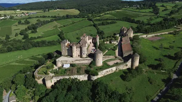 Drone foto berze-le-chatel kalesi Fransa Avrupa