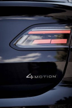 Vinnitsya, Ukraine - 14 July, 2022: Black Volkswagen Arteon R-Line rear LED headlight