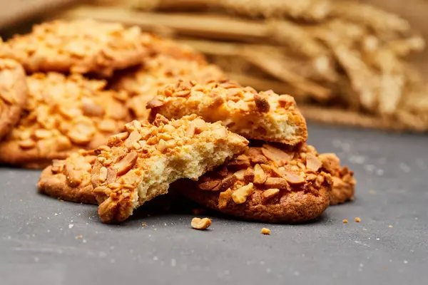 stock image Crunchy almond cookies, freshly baked and ready to satisfy your sweet cravings