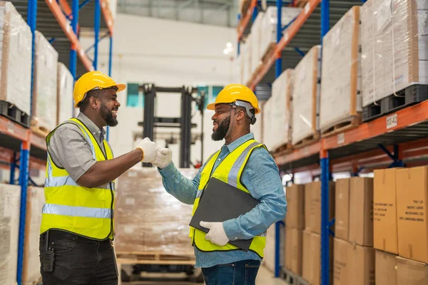 stock image Engineer and technical specialist meeting before checking checking the store factory, industry factory warehouse