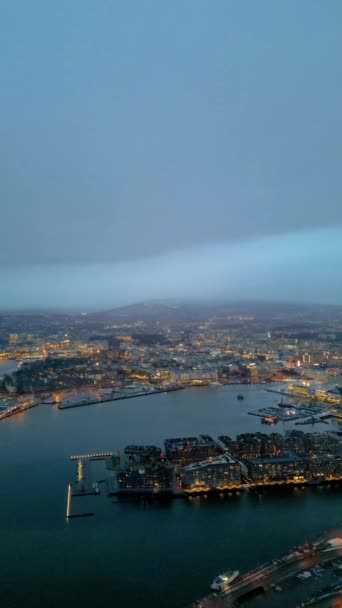 Vue Aérienne Ville Oslo Norvège Soirée Vue Panoramique Sur Ville — Video
