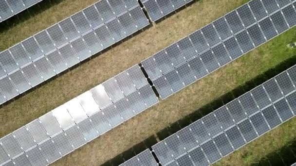 Top Aerial View Solar Cell Panels Solar Farm Solar Plant — Stock Video