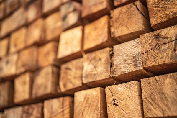 Tło Segmentu Drewna Wzorcowego Sieć Drewnianych Kwadratów Surowca Drzewnego Stosach — Zdjęcie stockowe