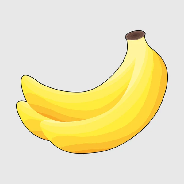 漫画バナナ 黄色の果実とたくさんのバナナ トロピカルフルーツ アイソレーションベクトルイラストアイコン — ストックベクタ