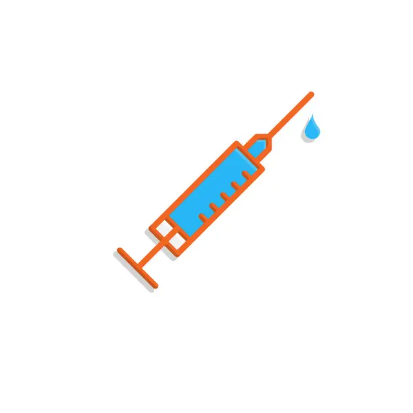 Tıbbi ikonlar. Aşı / Enjeksiyon. Sıvı damlacıklı şırınga. Önleme, sağlık, teşhis. izometrik tasarım biçimi