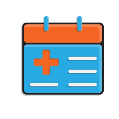 Tıbbi ikonlar. Tıbbi Program. Tıbbi haç sembollü takvim. Önlem, sağlık, teşhis. Isometric tasarım biçimi