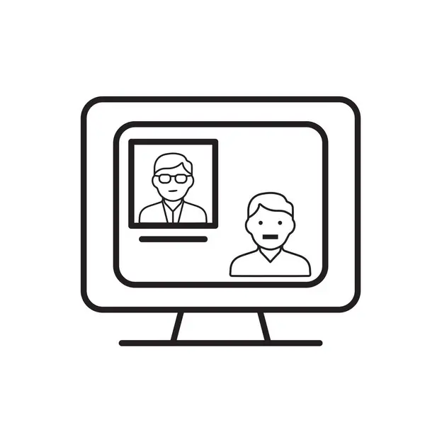 Tıbbi ikonlar. Teletıp. Bilgisayar ekranındaki doktor. Önlem, sağlık, teşhis. Tasarım biçimi