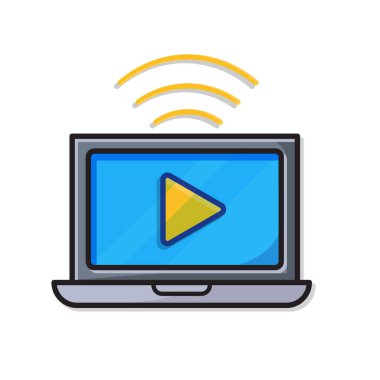 Eğitim ikonu. Çevrimiçi Öğrenme ya da E-Öğrenme. Dizüstü bilgisayarı ekranda ve sinyalde oyun sembolü ile aç. Zeki, bilgili, zeki. izometrik tasarım biçimi