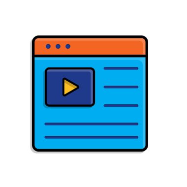 Eğitim ikonu. Giyinik. Oynat düğmesi ve transkripti olan ekran penceresi. Zeki, bilgili, zeki. izometrik tasarım biçimi