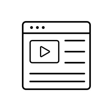 Eğitim ikonu. Giyinik. Oynat düğmesi ve transkripti olan ekran penceresi. Zeki, bilgili, zeki. Tasarım biçimi