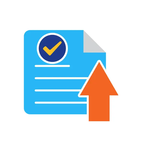 Eğitim ikonu. Ev ödevi başvurusu. İşaretli kağıt ve simge yükle. Zeki, bilgili, zeki. Düz tasarım biçimi