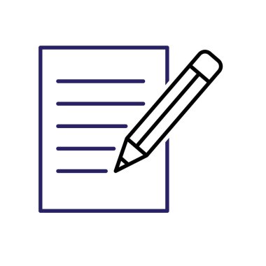 Eğitim ikonu. Notlar ve Işıklandırma Araçları. Kalemle. Zeki, bilgili, zeki. Tasarım biçimi