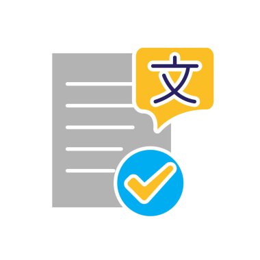 Eğitim ikonu. Edebiyat. çok dilli sembol ve işaretli kağıt ya da makale. Zeki, bilgili, zeki. Düz tasarım biçimi