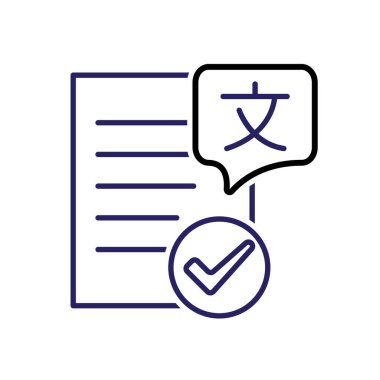 Eğitim ikonu. Edebiyat. çok dilli sembol ve işaretli kağıt ya da makale. Zeki, bilgili, zeki. Tasarım biçimi