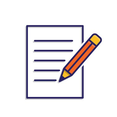 Eğitim ikonu. Yazmak. Kurşun kalemle yazılmış bir kitap ya da kağıt. Zeki, bilgili, zeki. Karışık tasarım biçimi