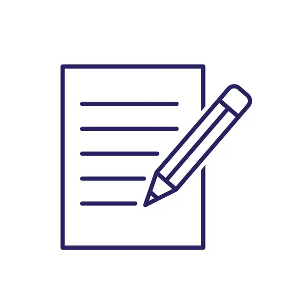 Eğitim ikonu. Yazmak. Kurşun kalemle yazılmış bir kitap ya da kağıt. Zeki, bilgili, zeki. Tasarım biçimi