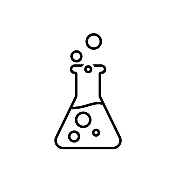 Eğitim ikonu. Kimya sembolü İçinde sıvı olan deney şişesi. Zeki, bilgili, zeki. Tasarım biçimi