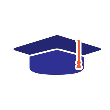 Eğitim ikonu. Öğrenci. Mezuniyet şapkası beyaz arka planda. Akıllı, çalışkan, zeki. düz tasarım biçimi