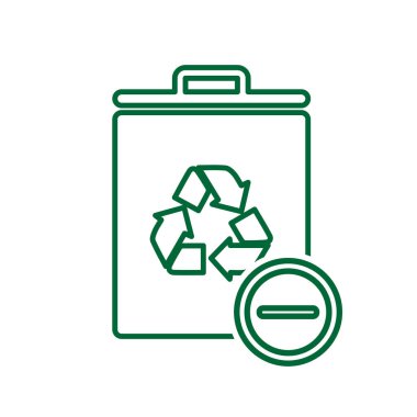 Çöp simgesi. Sağ altta eksi sembolü olan geri dönüşüm sembolü. sürdürülebilirlik Web simgesini yeniden kullan, çevre dostu, ikinci el. Satır tasarım biçimi