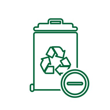 Çöp simgesi. Sağ altta eksi sembolü olan geri dönüşüm sembolü. sürdürülebilirlik Web simgesini yeniden kullan, çevre dostu, ikinci el. Satır tasarım biçimi