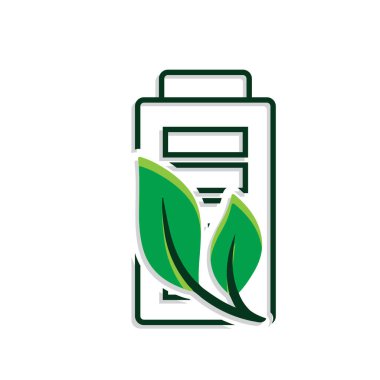 İyimserleştirme simgesi. Enerji verimliliği optimizasyonu. Yapraklı pil. Süreç, otomasyon, üretkenlik sembolü. Karışık tasarım biçimi