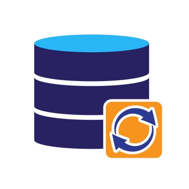 İyimserleştirme simgesi. Veritabanı Optimizasyonu. Otomatik akışlı veri tabanı yığını. Süreç, otomasyon, üretkenlik sembolü. Katı tasarım biçimi