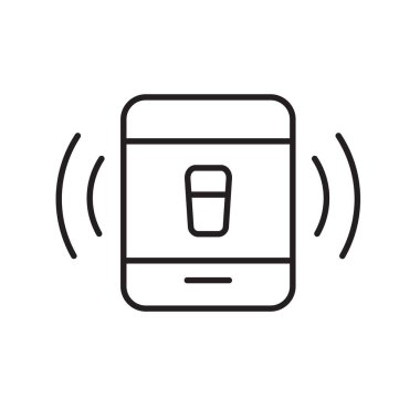 Otomasyon simgesi. Ses asistanı sembolü. Akıllı telefondan ses dalgaları ve hoparlörler. Teknolojiyi tasvir ediyor, yapay zekayı. Tasarım biçimi