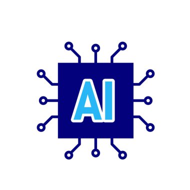 Teknoloji ikonu. Doğal Dil İşlemi. Yapay zekayla çip. Otomasyon, gelecek, yapay zeka