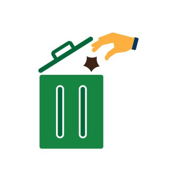 Çöp simgesi. Çöp atma vektörü. Geri dönüşüm sembolü. sürdürülebilirlik Web simgesini yeniden kullan, çevre dostu, kullanılmış ürünler, yeşil enerji. Katı tasarım biçimi