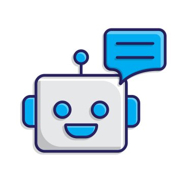Otomasyon simgesi. Al Chatbot sembolü. Robot surat ve sohbet balonu. Teknoloji, gelecek, yapay zeka tasvir ediyor. izometrik tasarım biçimi