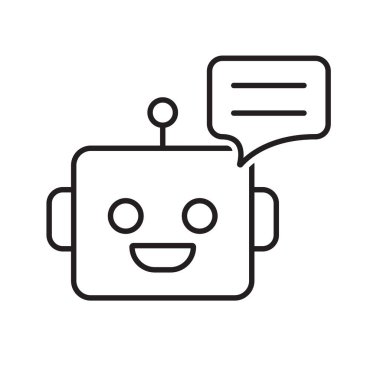 Otomasyon simgesi. Al Chatbot sembolü. Robot surat ve sohbet balonu. Teknoloji, gelecek, yapay zeka tasvir ediyor. Tasarım biçimi