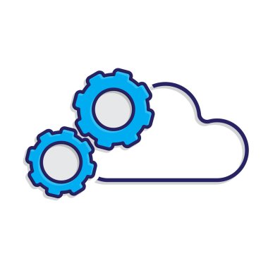 Otomasyon simgesi. Otomasyon İşlem sembolü. Bulutlu teçhizat Teknoloji, gelecek, yapay zeka tasvir ediyor. Karışık tasarım biçimi