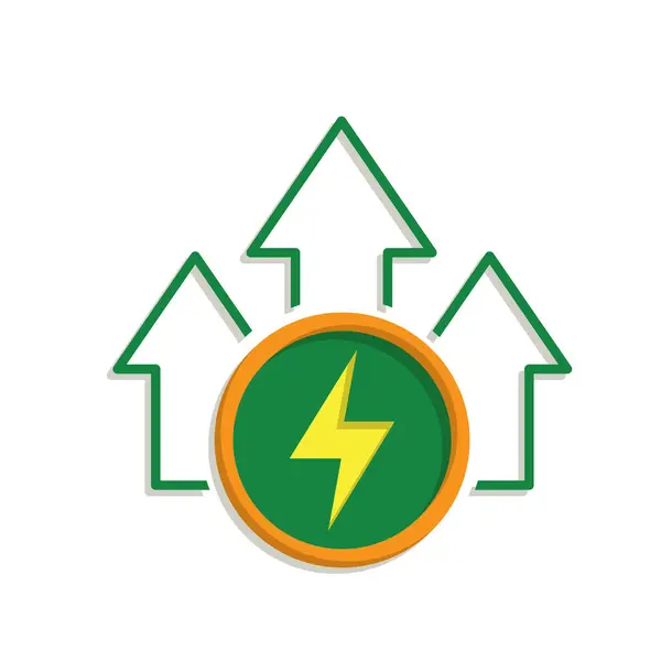 sürdürülebilir simge. Yeşil enerji vektörü ve yukarı ok. tekrar kullanımı, çevre dostu enerji, sıfır emisyon, yeşil enerji, çevre dostu konsept. Karışık tasarım biçimi