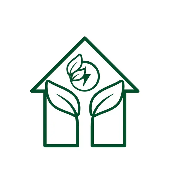 sürdürülebilir simge. Evin içindeki yeşil enerji vektörü. Enerji kaynağı ya da kaynak ofisi, çevre dostu enerji, elektrik sembolü. Satır tasarım biçimi