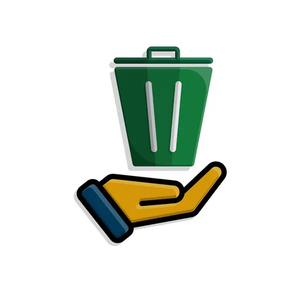 Çöp kutusu simgesi. Elinde geri dönüşüm sembolü var. sürdürülebilirlik Web simgesini yeniden kullan, çevre dostu, kullanılmış ürünler, yeşil enerji. Basit 3d tasarım biçimi