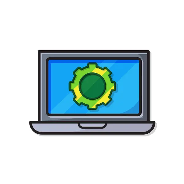 İyimserleştirme simgesi. Sistem optimizasyonu. Vitesli bilgisayar. Süreç, otomasyon, üretkenlik sembolü. Basit 3d tasarım biçimi