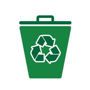 Çöp kutusu simgesi. Geri dönüşüm sembolü. sürdürülebilirlik Web simgesini yeniden kullan, çevre dostu, kullanılmış ürünler, yeşil enerji. Düz tasarım biçimi