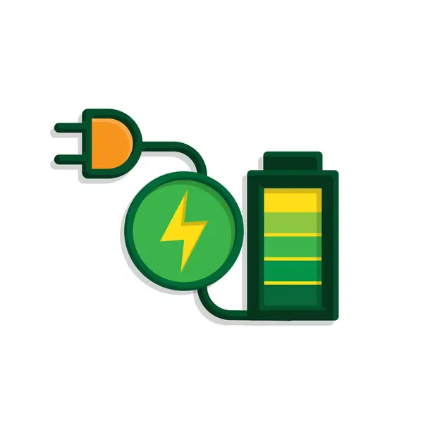sürdürülebilir simge. Yeşil enerji vektörü. Elektrik prizli pil. net sıfır, yeşil enerji, çevre dostu konsept, ağ, temiz enerji. izometrik tasarım biçimi