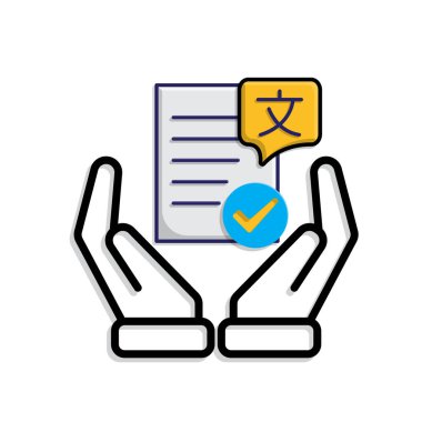 Eğitim ikonu. Edebiyat iki elle yapılır. çok dilli sembol ve işaretli kağıt ya da makale. Zeki, bilgili, zeki. Karışık tasarım biçimi