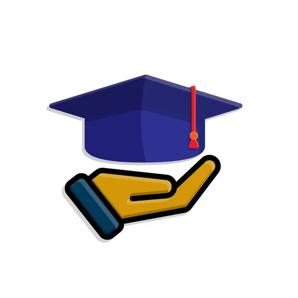 Eğitim ikonu. Öğrenciyim. Mezuniyet şapkası beyaz arka planda. Akıllı, çalışkan, zeki. izometrik tasarım biçimi