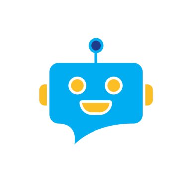 ai simgesi. AI Kişisel Asistanı. Chatbot avatarı. Sohbet balonlu arkadaş canlısı robot yüz. UI, eğitim, uygulama, markalaşma. düz tasarım biçimi