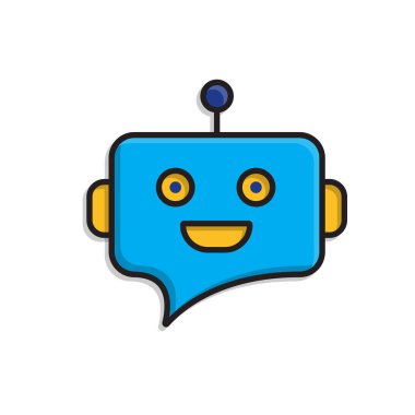 ai simgesi. AI Kişisel Asistanı. Chatbot avatarı. Sohbet balonlu arkadaş canlısı robot yüz. UI, eğitim, uygulama, markalaşma. izometrik tasarım biçimi