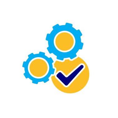 ai simgesi. AI Kişisel Asistanı. Görev otomasyonu. Otomatik kontrol listesiyle hareket eden iki dişli. UI, eğitim, markalaşma. Düz tasarım biçimi