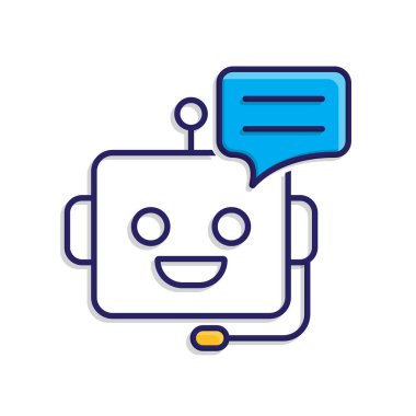 ai simgesi. AI Kişisel Asistanı. Ses asistanı. Robot suratlı mikrofon. UI, eğitim, başvuru, markalaşma. Karışık tasarım biçimi