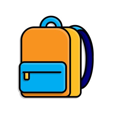 Eğitim ikonu. Okul. Okul çantası ya da beyaz arka planı olan bir sırt çantası. Akıllı, çalışkan, zeki. izometrik tasarım biçimi
