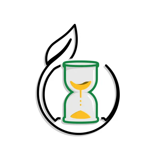 Farkındalık simgesi. Ekransız zamanlayıcı. Dairesel yapraklı doğal kum saati. Akıl sağlığı. Karışık tasarım biçimi