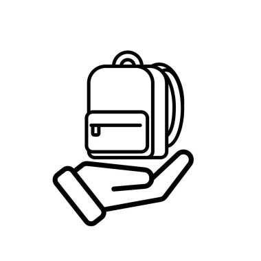 Eğitim ikonu. Okul elden gidiyor. Okul çantası ya da beyaz arka planı olan bir sırt çantası. Akıllı, çalışkan, zeki. özet tasarım biçimi