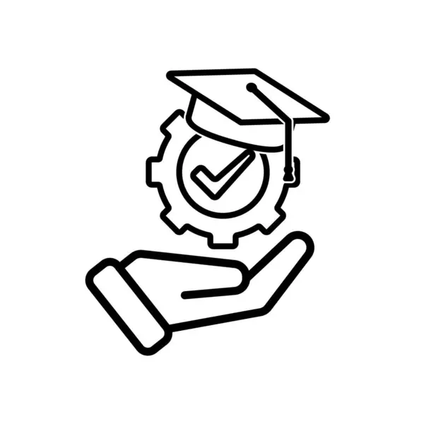 Eğitim ikonu. Mühendislik öğrenimi. Mezuniyet kepinde işaret var. Akıllı, çalışkan, zeki. özet tasarım biçimi