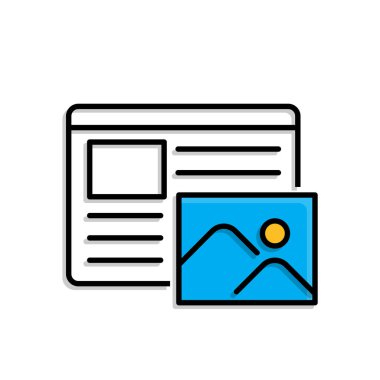 Pazarlama ikonu. Web tasarımı. Resim sembollü tel çerçeve. Ürün, promosyon, piyasa. Tasarım biçimi.